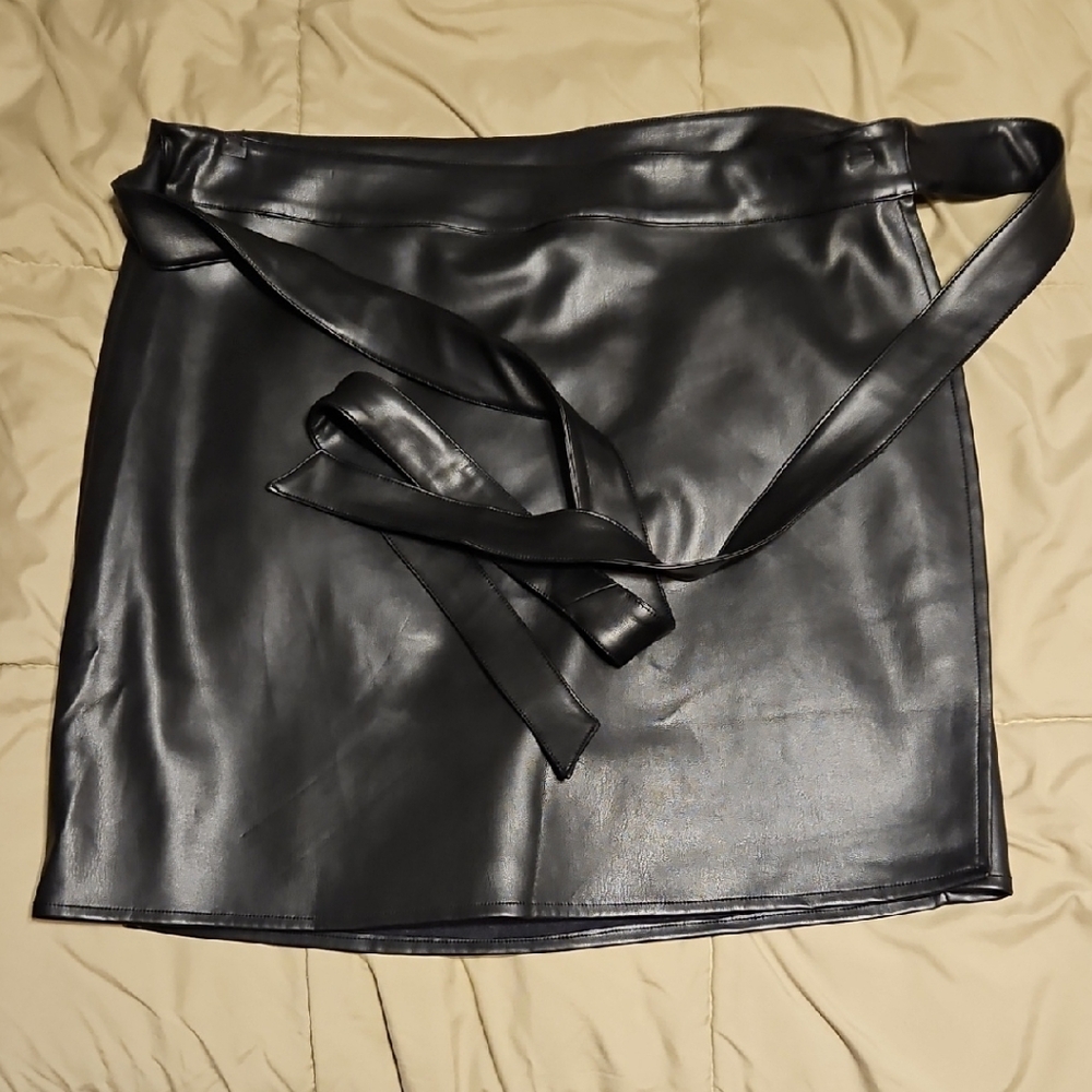 Never Fully Dressed Black Faux Leather Mini Skirt